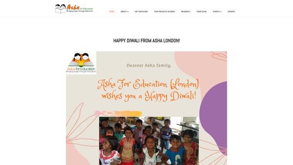 Screenshot of the Asha For Education website