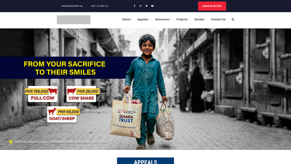 Screenshot of the Sahara For Life Trust website