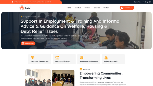 Screenshot of the London Somali Action Forum website