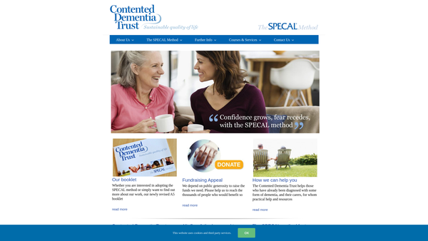 Screenshot of the Contented Dementia Trust website