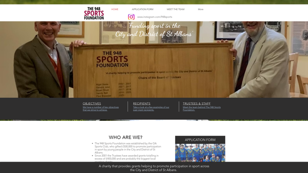 Screenshot of the The 948 Sports Foundation website
