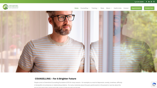 Screenshot of the Chelmsford Counselling Foundation website