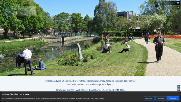 Screenshot of the Chelmsford Citizens Advice Bureau website