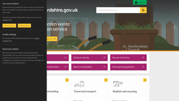 Screenshot of the King George V Playing Fields Hereford website