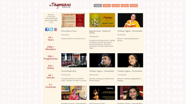 Screenshot of the The Tagoreans website