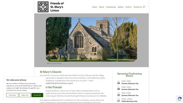 Screenshot of the The Friends Of St Mary's, Linton website