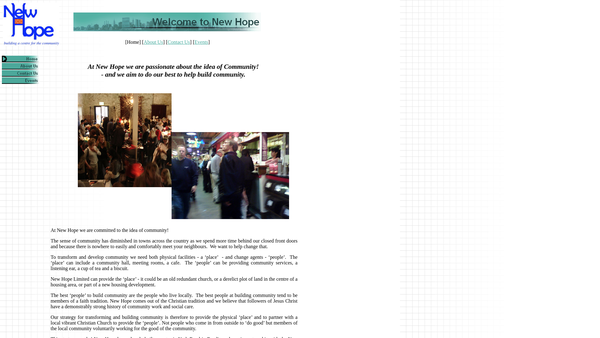 Screenshot of the New Hope website