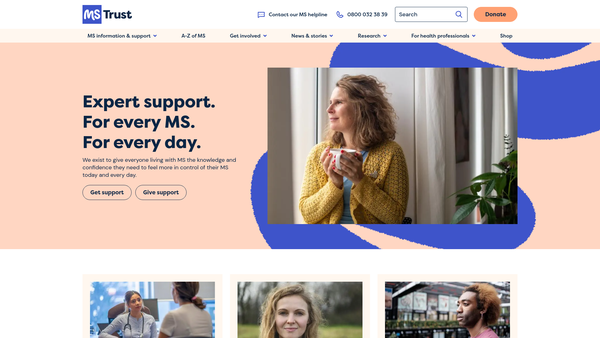 Screenshot of the Multiple Sclerosis Trust website