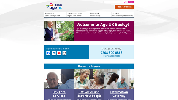 Screenshot of the Age UK Bexley website