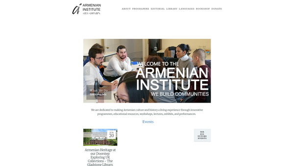 Screenshot of the Armenian Institute website