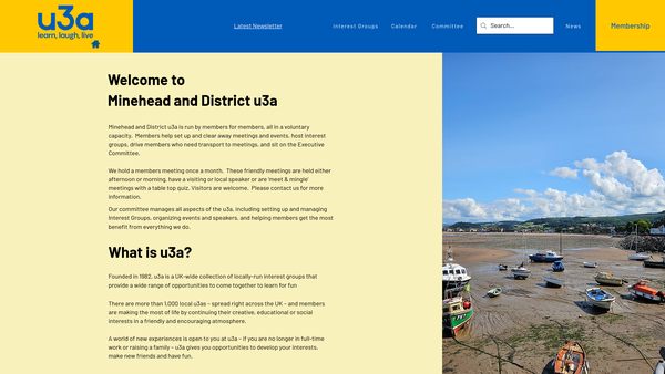 Screenshot of the The Minehead And District U3A website