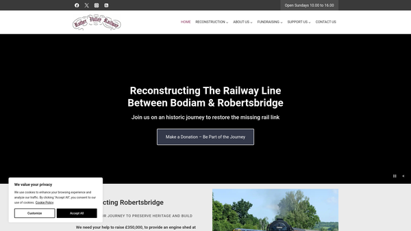 Screenshot of the Rother Valley Railway Heritage Trust website