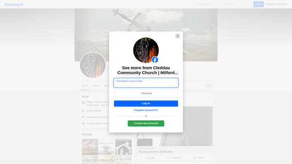 Screenshot of the Cleddau Community Church website
