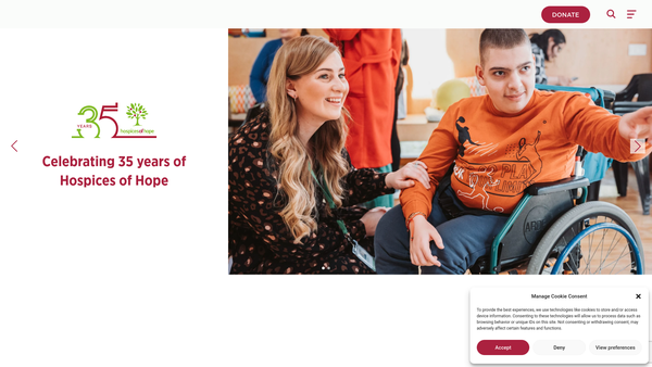 Screenshot of the Hospices of Hope Limited website