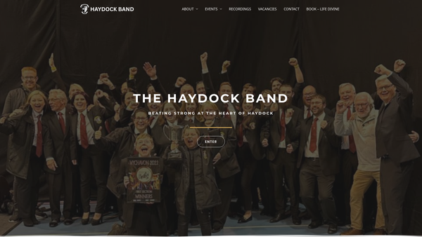 Screenshot of the The Haydock Band website