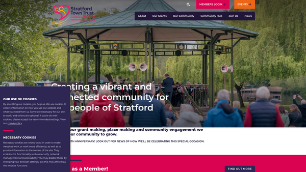 Screenshot of the Stratford-Upon-Avon Town Trust website