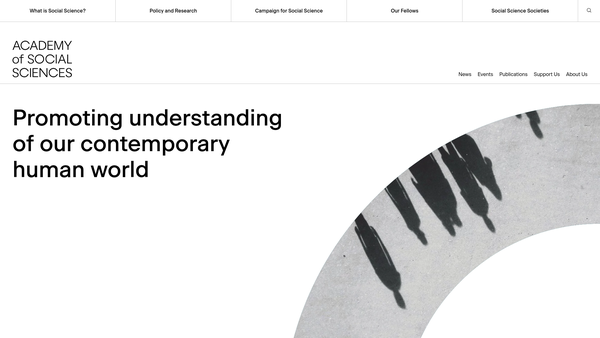 Screenshot of the Academy Of Social Sciences website