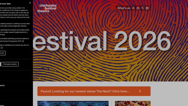 Screenshot of the Chichester Festival Theatre website