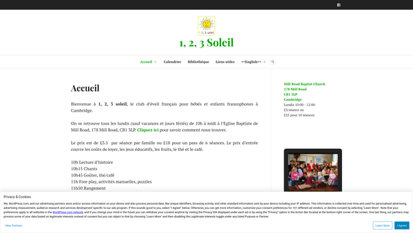 Screenshot of the 1 2 3 Soleil website