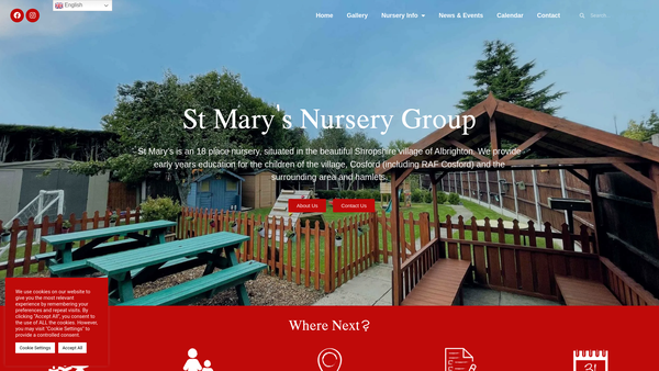 Screenshot of the St. Mary's Nursery Group (Albrighton) website