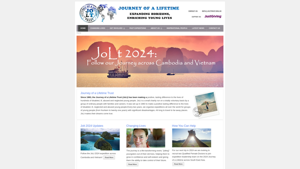 Screenshot of the The Journey Of A Lifetime Trust (Jolt) website