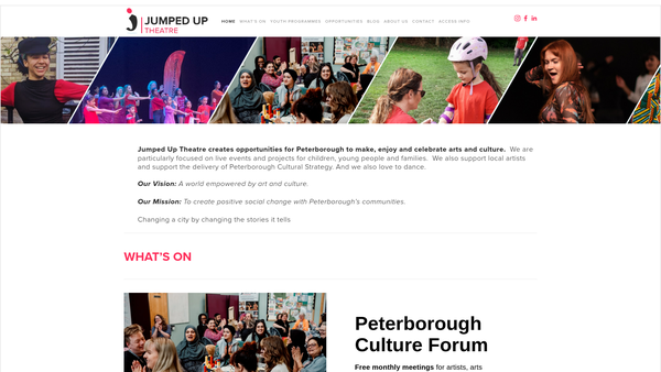Screenshot of the Jumped Up Theatre website