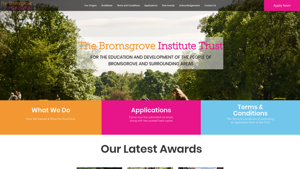 Screenshot of the The Bromsgrove Institute website