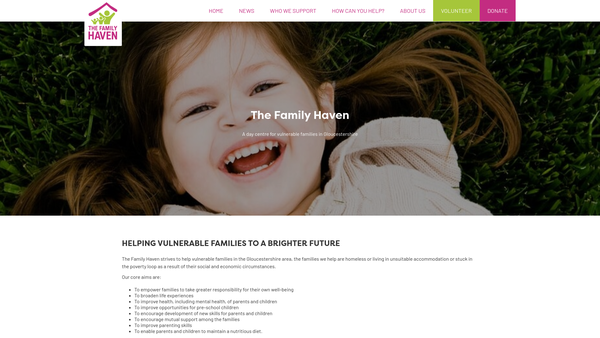 Screenshot of the The Family Haven website