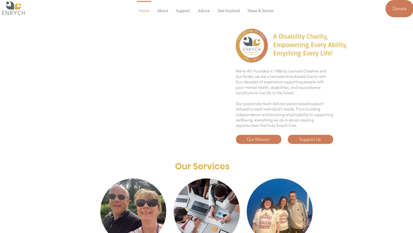 Screenshot of the Enrych website