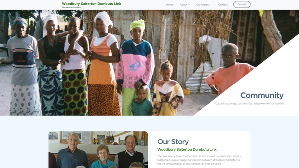 Screenshot of the Woodbury Salterton (Devon) And Dumbutu Village (The Gambia) Community Link website