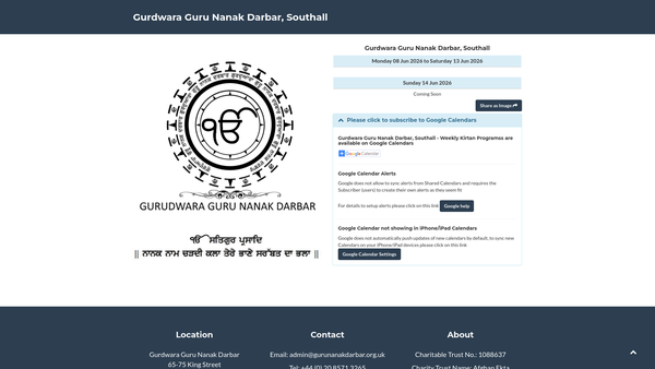 Screenshot of the Afghan Ekta Cultural/religious Community Centre website