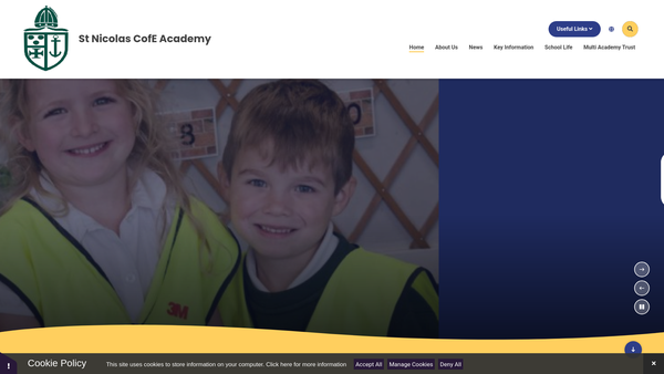 Screenshot of the St Nicolas Academy PTA website