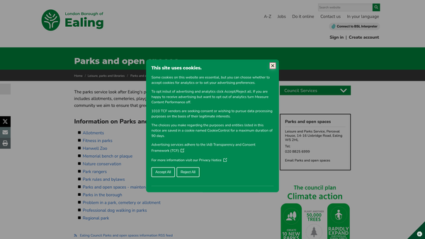 Screenshot of the King George's Field, Ealing (Poor's Piece) website