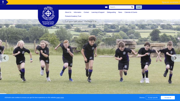 Screenshot of the All Saints School Association Bishops Caundle website
