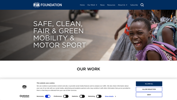 Screenshot of the Fia Foundation website