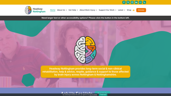 Screenshot of the Headway Nottingham Limited website
