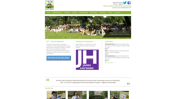 Screenshot of the Friends Of Hilly Fields website