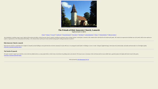 Screenshot of the The Friends Of Holy Innocents Church, Lamarsh website