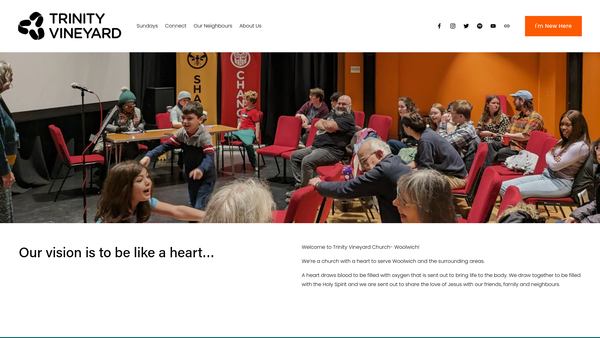 Screenshot of the Trinity Vineyard Church website