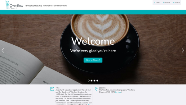 Screenshot of the Overflow Church website