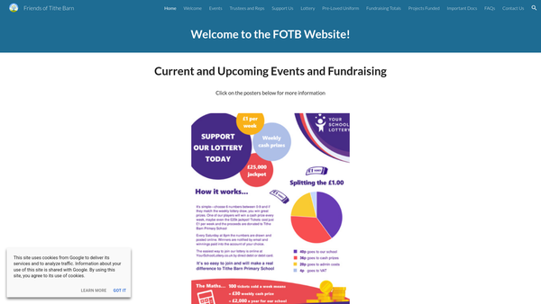 Screenshot of the Friends Of Tithe Barn School website