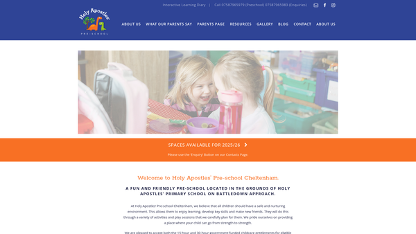 Screenshot of the Holy Apostles Pavilion Groups website