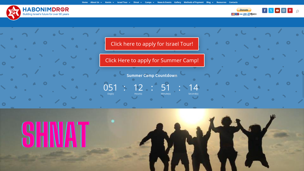 Screenshot of the Habonim Dror website