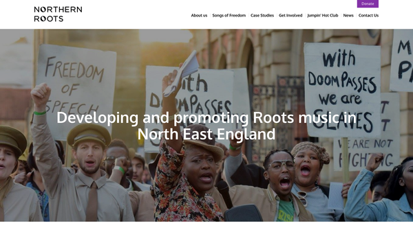 Screenshot of the Northern Roots website