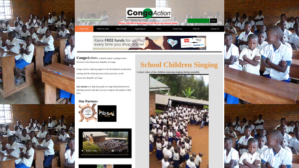 Screenshot of the Congo Action website