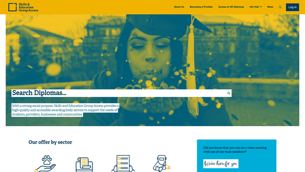 Screenshot of the Skills and Education Group Access website