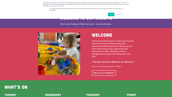 Screenshot of the Ivy Street Family Centre Trust website