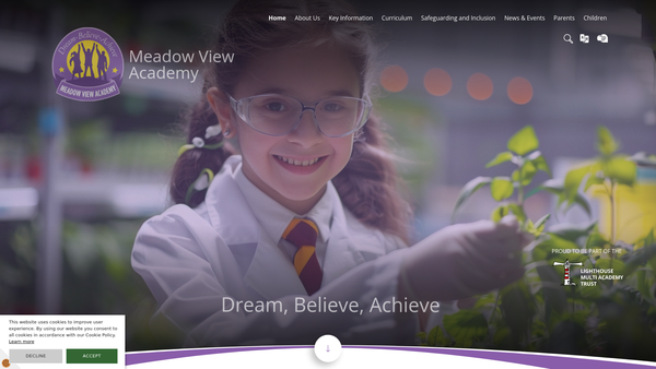 Screenshot of the Meadow View JMI School Parents Teachers Association website
