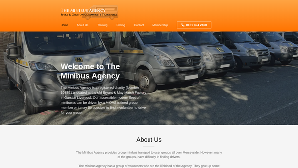 Screenshot of the Speke Garston Minibus Agency website
