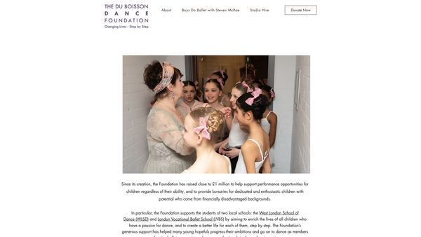 Screenshot of the The Du Boisson Dance Foundation website